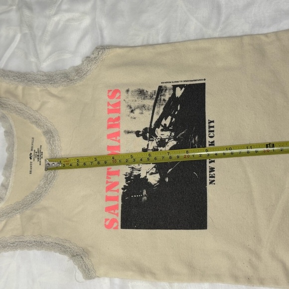 Brandy Melville Cream Tank Top with Graphic Print - Picture 7 of 9